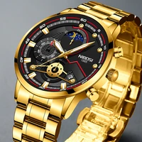 nibosi man wristwatch waterproof chronograph men watch military top brand luxury gold stainless steel sport date male clock 2503