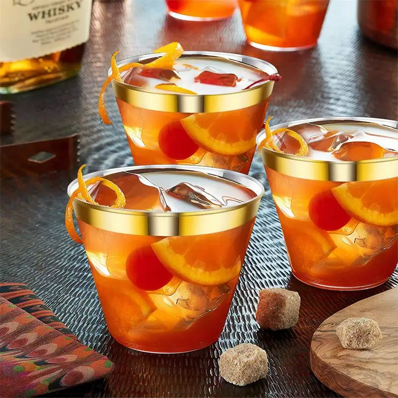 Одноразовые бронзовые чашки под розовое золото 9 унций пластиковые тумбы для