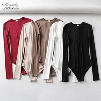 bradely michelle spring autumn women casual long sleeve o neck knitted bodysuit streetwear skinny elastic jumpsuits