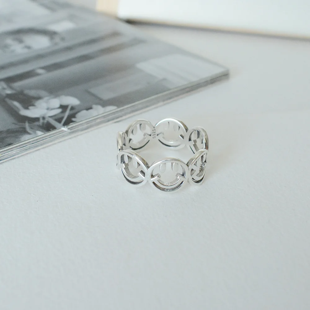 Smile Face Ring For Women Cool Cute Finger Rings Silver Color Personality Exaggerate Girls Jewelry | Украшения и аксессуары