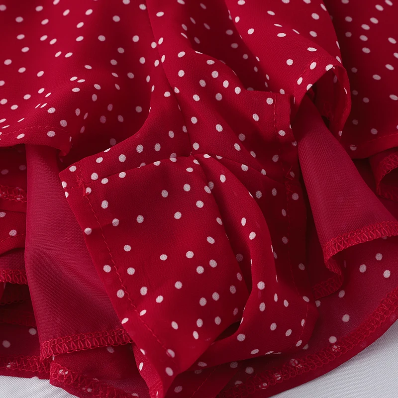 

Women 2020 Women Sexy V-Neck Playsuit Chiffon Polka-Dot Jumpsuits Rompers Long Sleeve Party Female Loose Falbala Jumpsuits