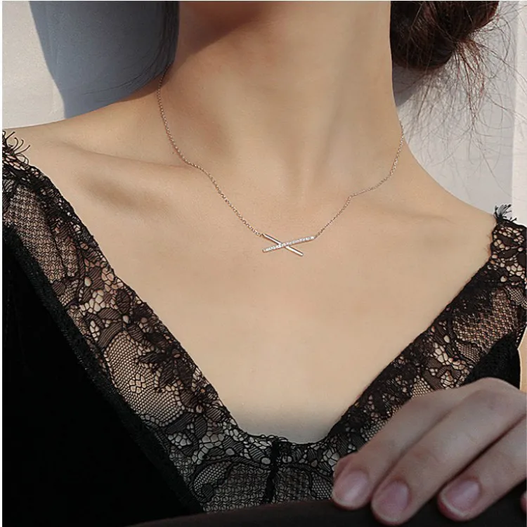 Корейский крест X нерегулярное ожерелье индивидуальность уникальный дизайн