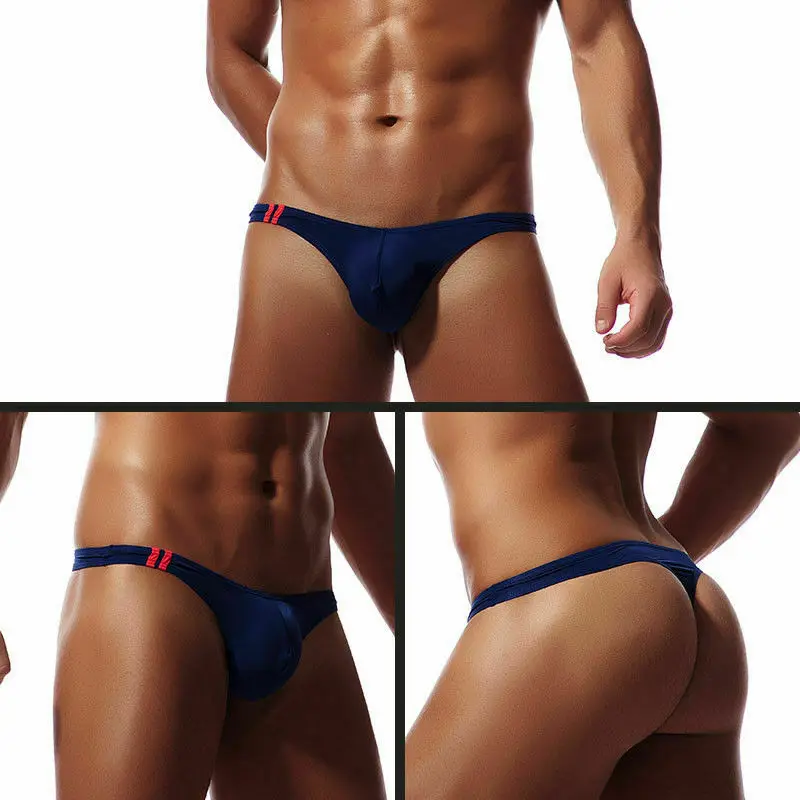Men's Smooth G-strings Lingerie Erotic Soft Briefs Underwear Solid Tangas Thongs Underpants Costume M-2XL