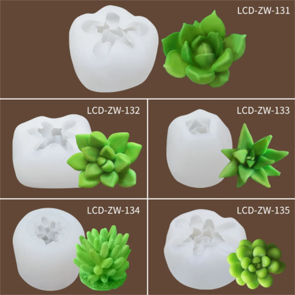 

3D Succulent Plants Wax Candle Silicone Mold Cactus DIY UV Epoxy Resin Moule Bougie Cupcake Sugar Plaster Clay Soap Making Mould