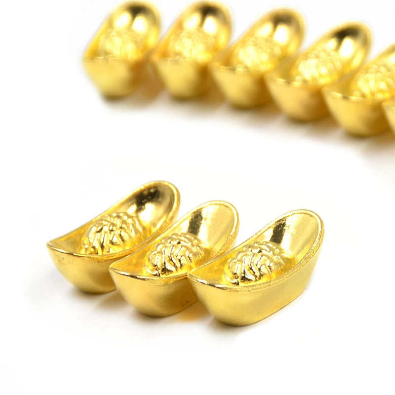 10 шт./партия Лаки мини слиток фигурки домашний декор Благоприятный Деньги Золото