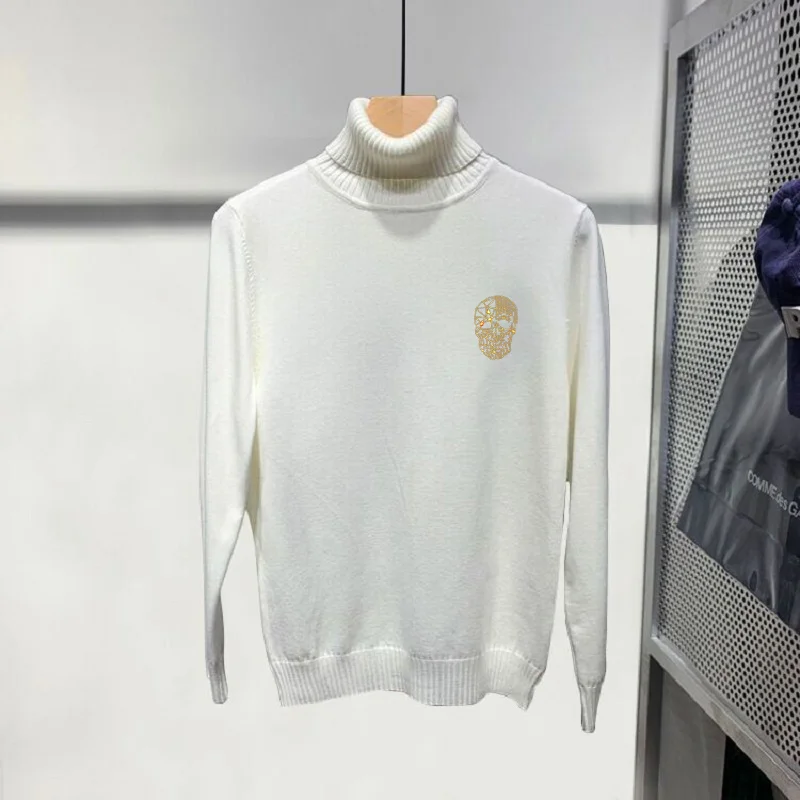 

The Upper Body Effect Is Very Slim Craft Cashmere 100% Pullover Long-Sleeved Thickening Men's Turtleneck Sweater Skull Delicate