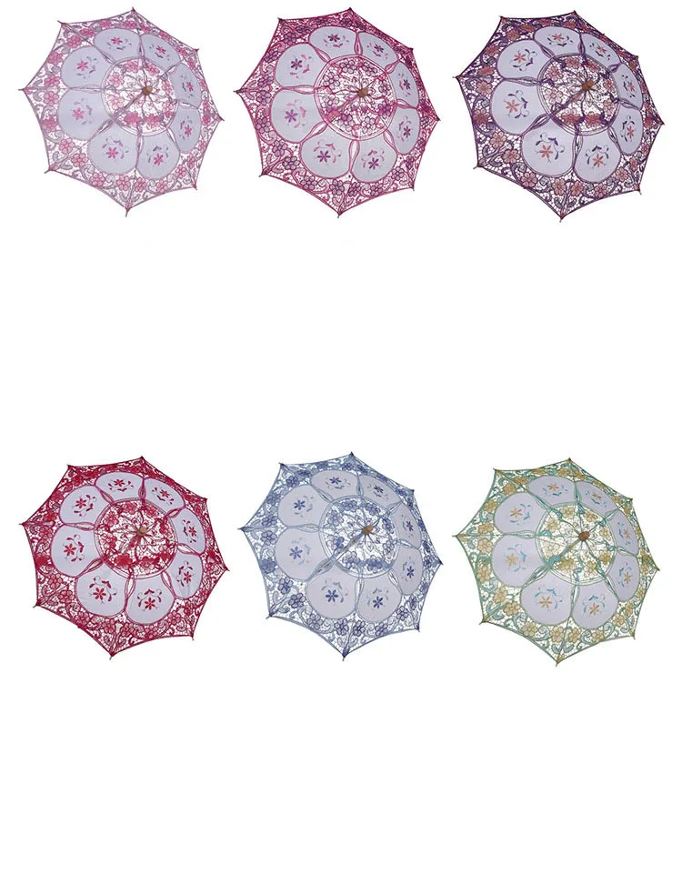 

Craft Lace White Umbrella Cotton Decoration Wedding Photography Prop European dance Performance Embroidery Umbrella