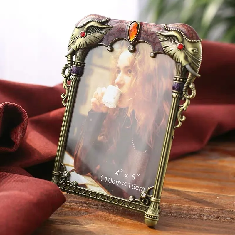 6 дюймов классический жемчуг слон фоторамка Европейский ретро металл гостиная
