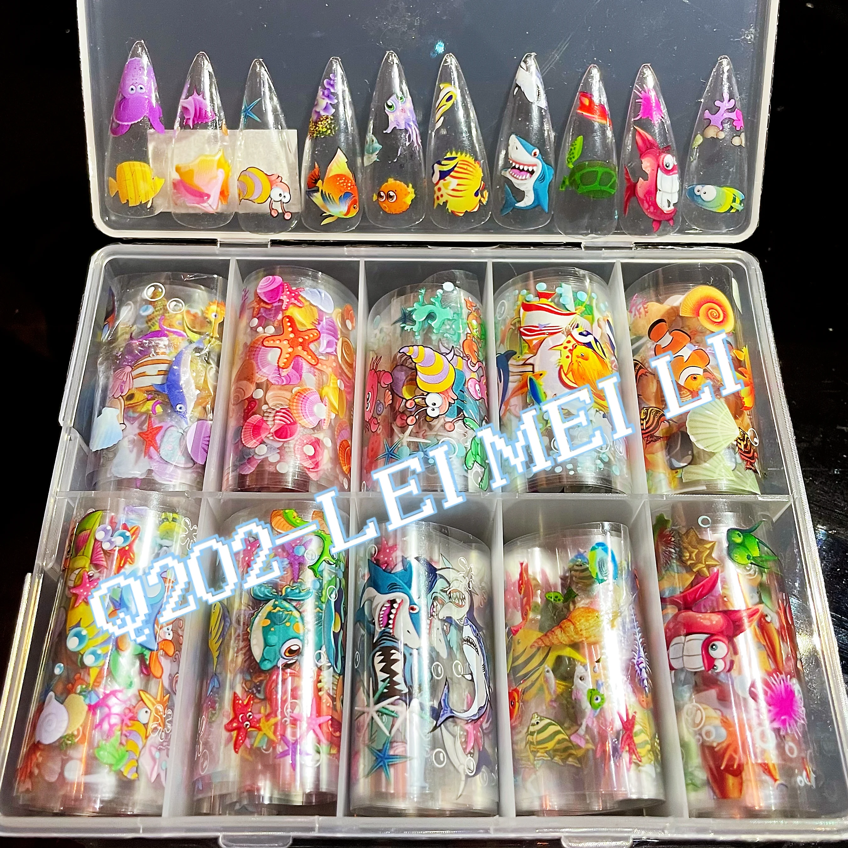 

4cm * 50cm 2021 new ocean series cartoon fish star sky transfer sticker DIY Nail enhancement sticker