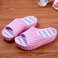 mwy summer women slippers 5cm heel ladies platform flat shoes non slip eva living room indoor slides pink women slippers