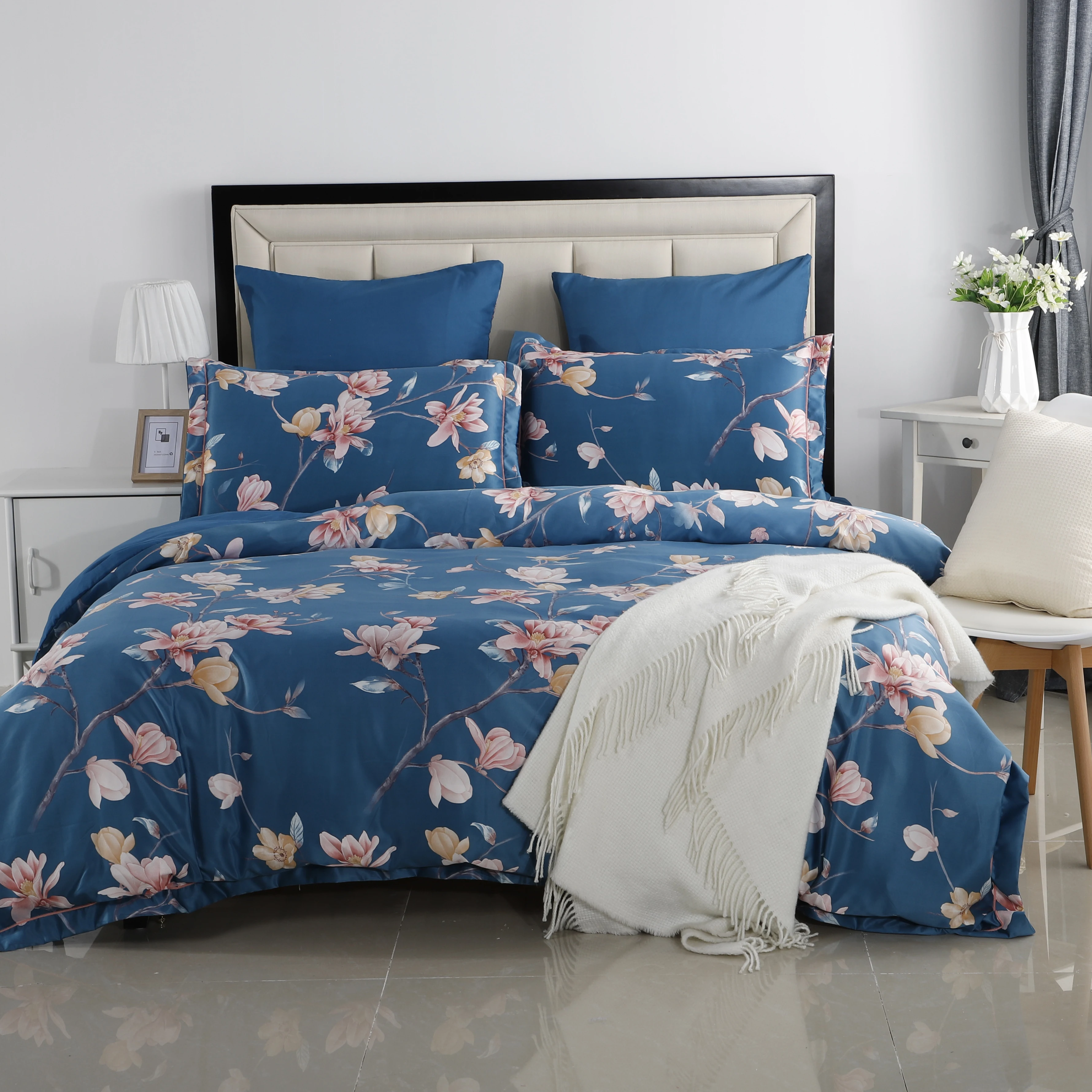 YAXINLAN роскоши постельное белье комплект хлопок цветы модный рисунок простынь