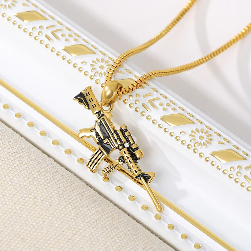 

M4 Gun Pendants Necklaces For Women Men Creative Male Hip Hop Punk Chain Necklace Jewelry Fashion Choker Night Club Jewelry