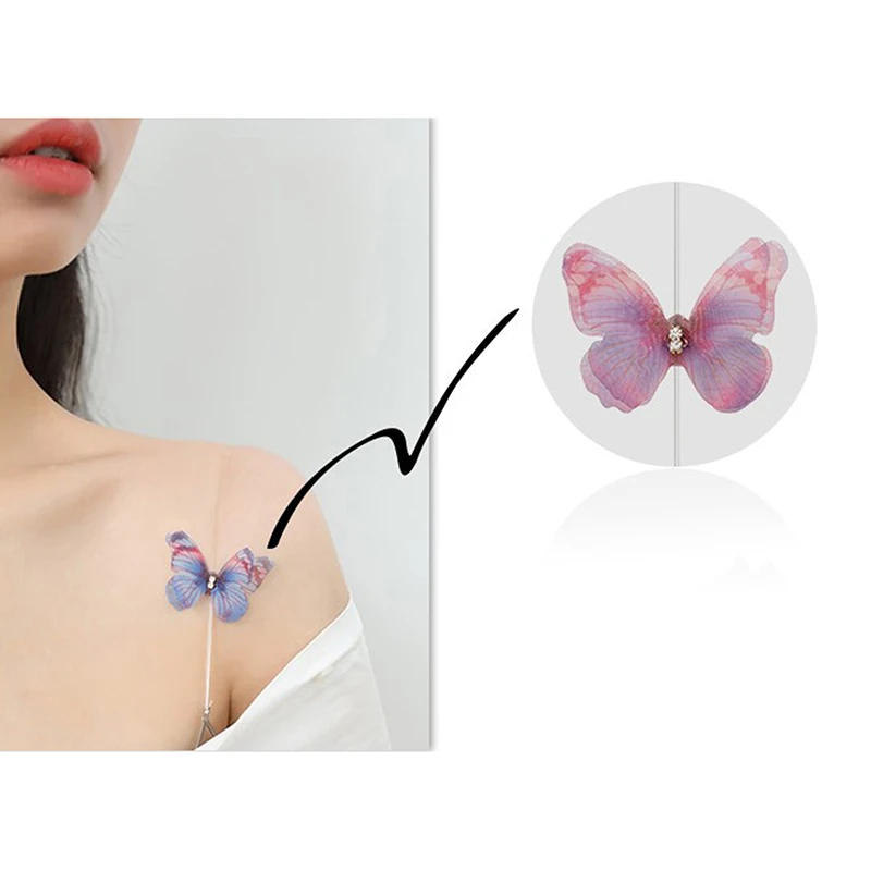 

Butterfly Vacation Invisible Transparent Shoulder Metal Bra Straps Adjustable Intimates Accessories Belt Women Elastic