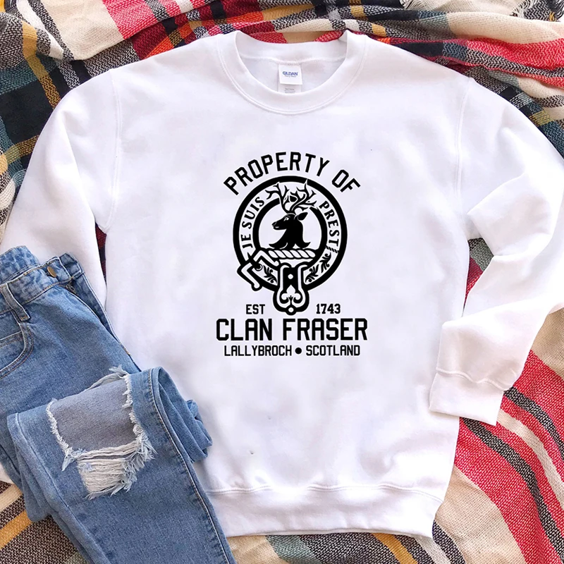 Property of Clan Foster Outlander Women's Sweatshirt Claire Jamie Fraser Tv Show Crewneck Pullovers Sassenach Outfits | Женская