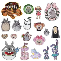 cartoon my neighbor totoro animal patches for clothes merry go round rabbit embroidery appliques child clothing accessories