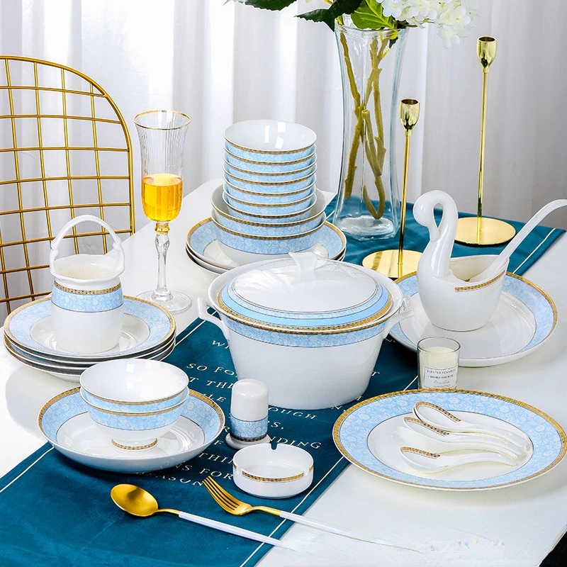 

Современный роскошный набор тарелок, керамические тарелки для ужина, салата, завтрака, набор фарфоровых сервировочных тарелок, комплект та...