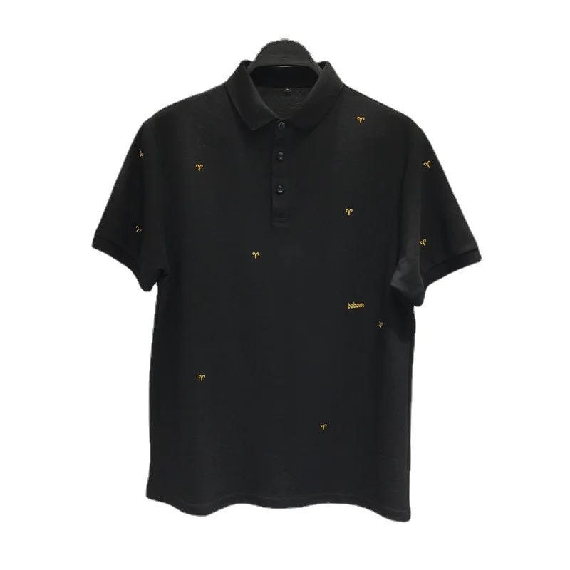 

Men's 2021 Summer Clothing New Men's Horn Embroidery Fashion Trendy Slim-Fit Short-Sleeved Polo Shirt
