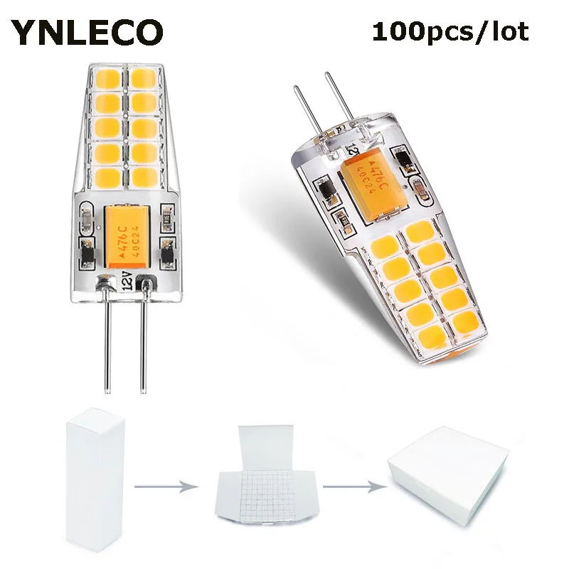 100 шт. G4 Светодиодная лампа 12 В AC DC теплый белый холодный 3 Вт 20 светодиодов 2835SMD