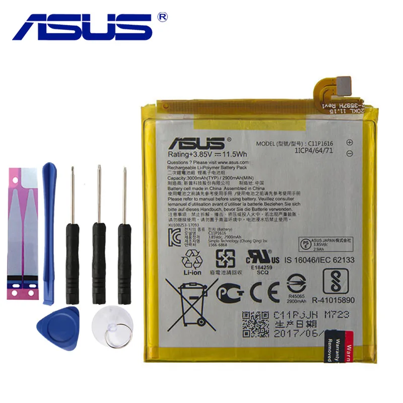 Оригинальный аккумулятор ASUS C11P1616 для телефона ZenFone V V520KL A006 3000 мАч|Аккумуляторы