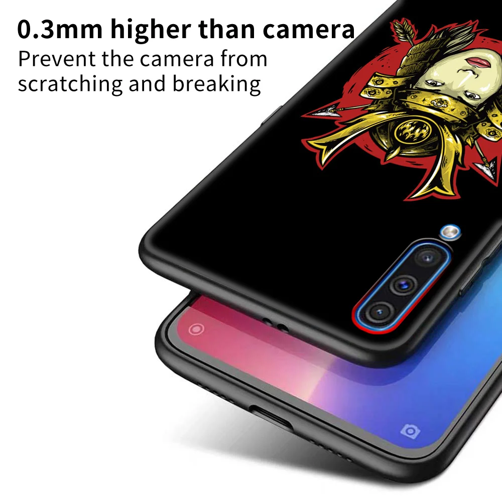 

Phone Case For Samsung Galaxy A90 A80 A70 A60 A50 A40 A30 A20 A10 Black Silicone Cover Samurai Girl Illustration