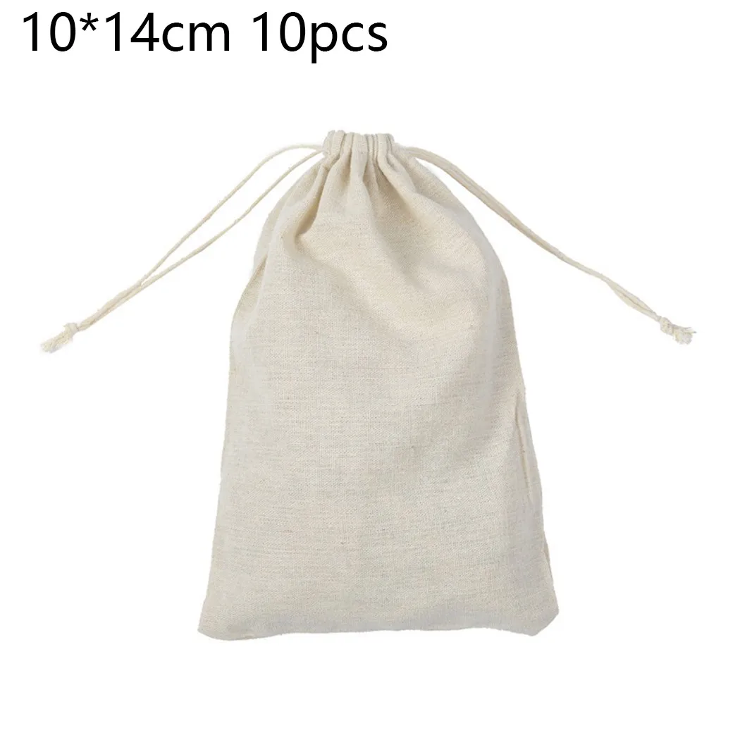

10pcs Burlap Bags Wedding With Drawstring Cotton Eco-friendly Handmade