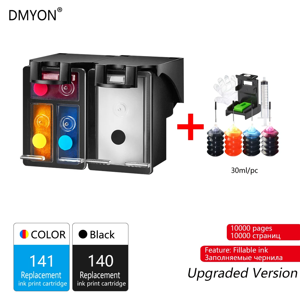 Black and Tri-color DMYON совместимый картридж с чернилами для принтера Hp 140 141 C4203 C4213 C4273 C4283 C4293 C4343 C4383 C4403 C4453 C4473 C4480 принтер - Цвет: Black and Tri-color