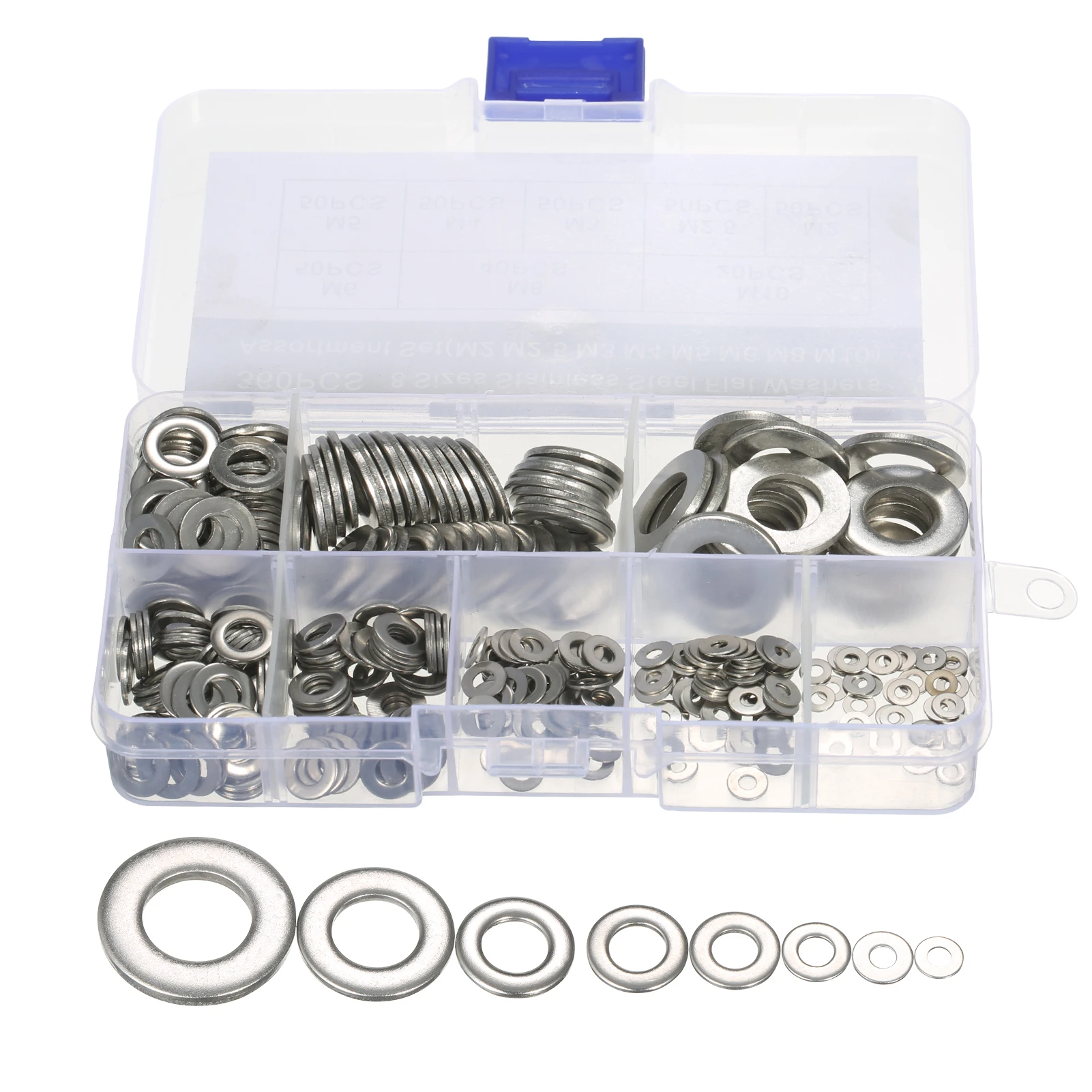 

360 шт. Шайба из нержавеющей стали, металлическая прокладка, плоское уплотнительное кольцо, Набор уплотнений в ассортименте с чехлом для хран...