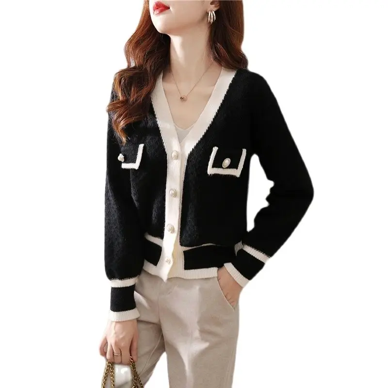 Кардиган вязаный с V-образным вырезом воротником [207656] 39 |