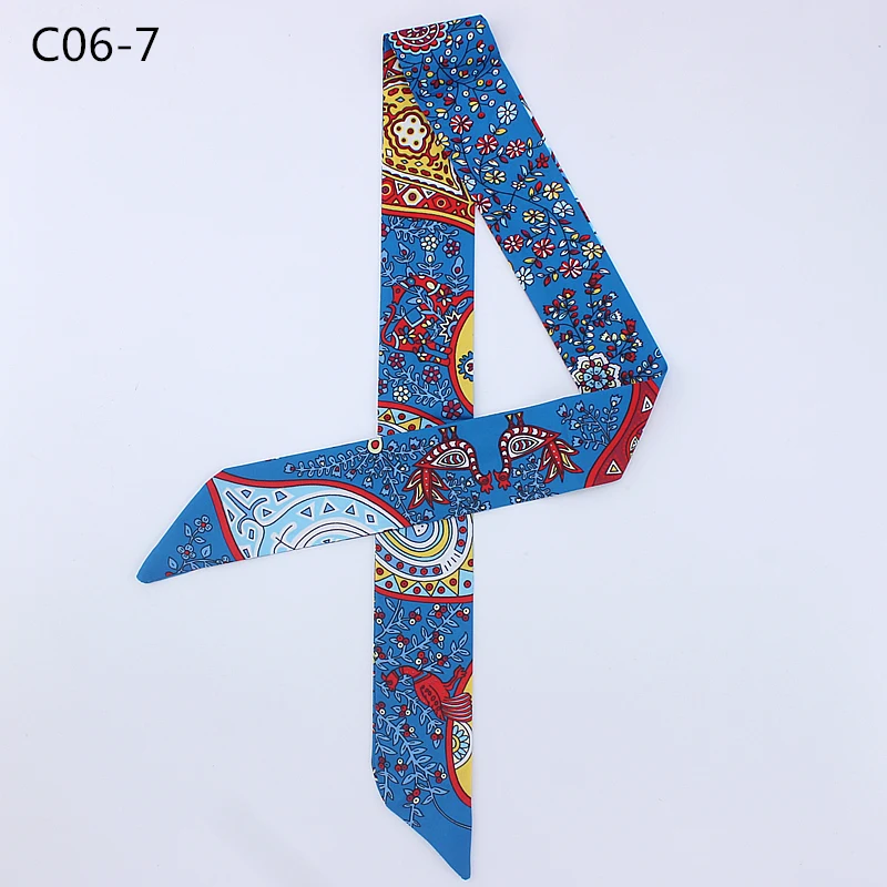 Шелковый узкий шарф для женщин дизайнерские шейные шарфы с принтом Женская