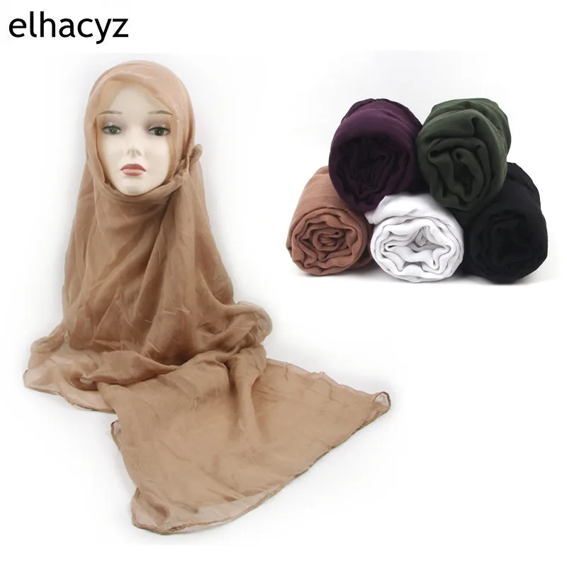 

Fashion Women Plain Scarf Hijab Solid Color Shawl Headband Muslim Hijabs Turban Soft Scarf Long Bandana Tie Head Wraps 200x90cm