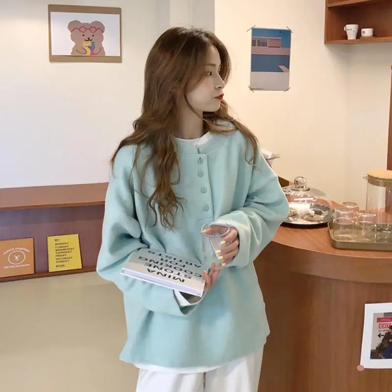 Корейский Свободный Женский пуловер с длинным рукавом для колледжа Женская