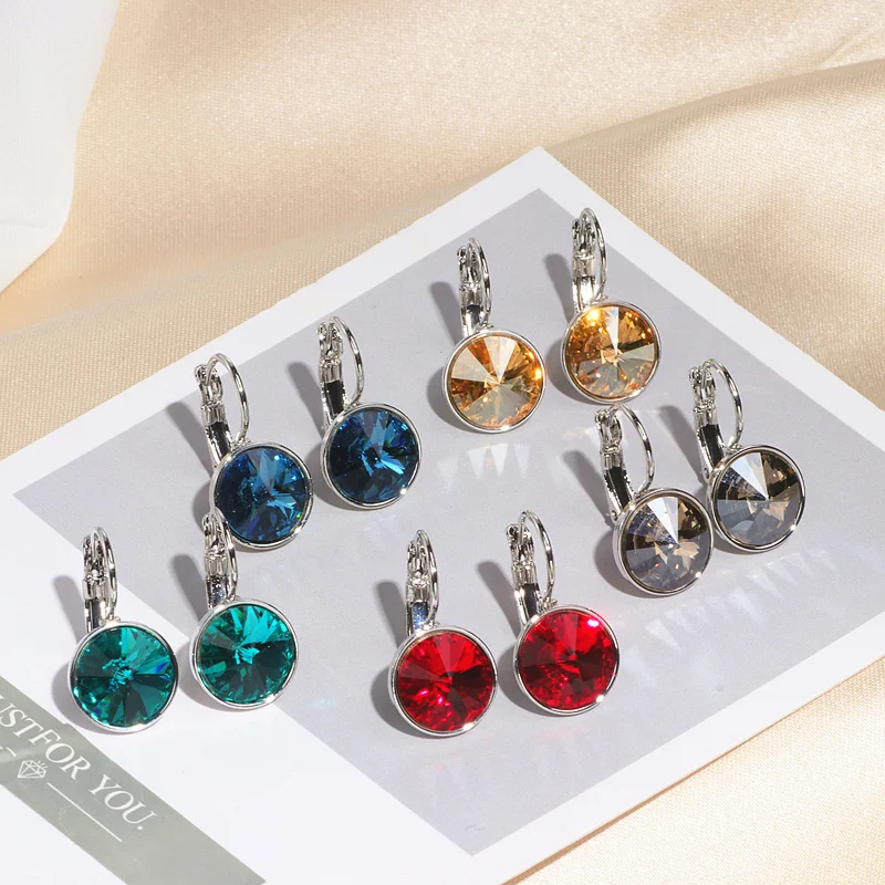 Классические романтические серьги гвоздики с кристаллами Swarovski прозрачный