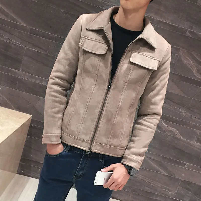 Зимняя теплая уличная Мужская куртка Slim fit замша перо пальто бомбер тактическая