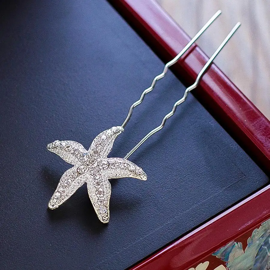 Серебряный Цвет Морская звезда головной убор с украшением в виде кристаллов