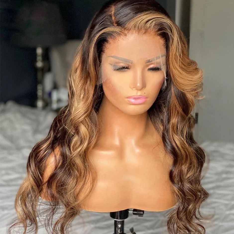 

Highlight 4/27 color,13x6,18in,150density body wave wig