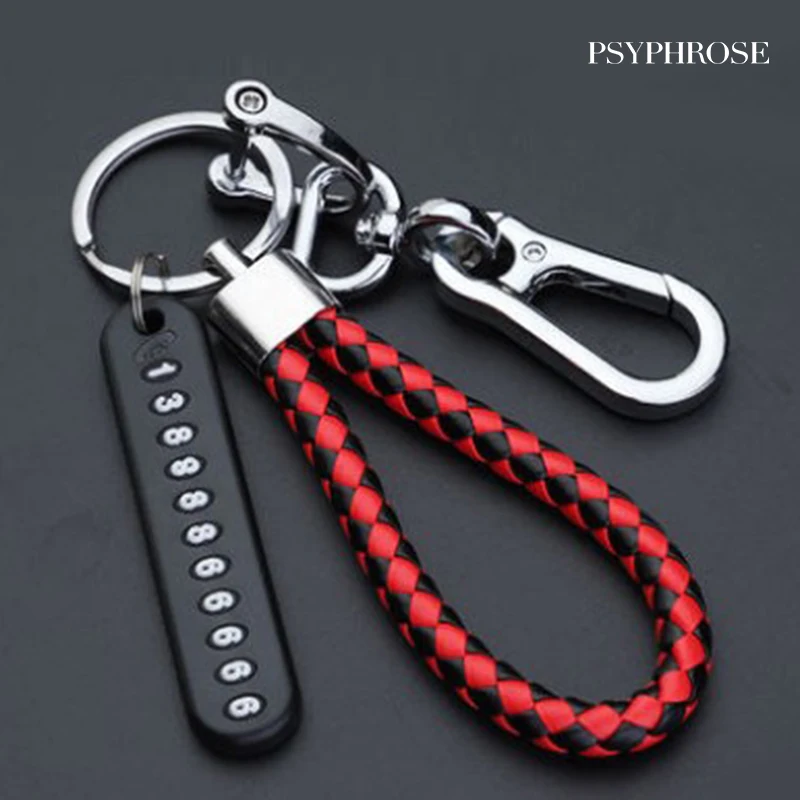 

Punk Pendant keychain Gift for Husband High Car Key Ring Anti-Lost Number Plate Braided Rope Pendant Keychain Holder PSYPHROSE