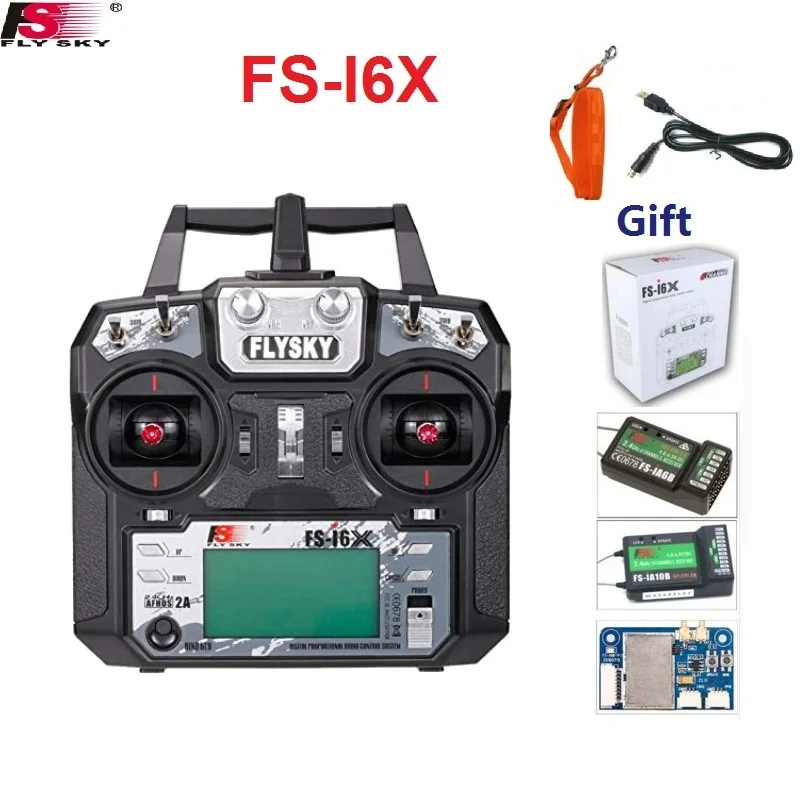 

Flysky FS-i6X 10CH 2,4 GHz AFHDS 2A RC передатчик с FS-iA6B FS-iA10B FS-X6B приемник для радиоуправляемый самолет, Квадрокоптер