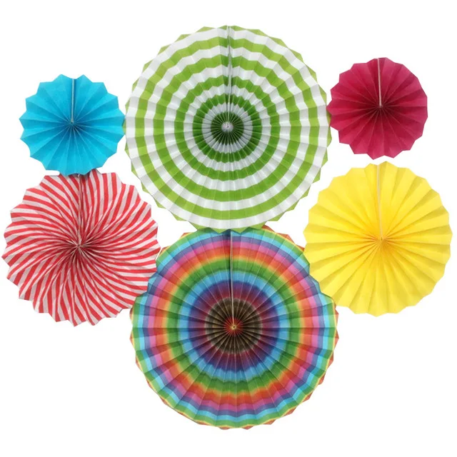

6PCS Hanging Paper Fan Party Rosettes Circle Garland for Wedding Bridal Shower Baby Shower Birthday Party Backdrop Decoration
