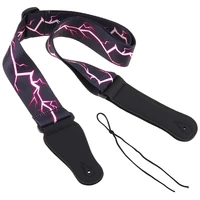 adjustable printing guitar strap with purple lightning pattern light weight for acoustic electric bass guitar accessories