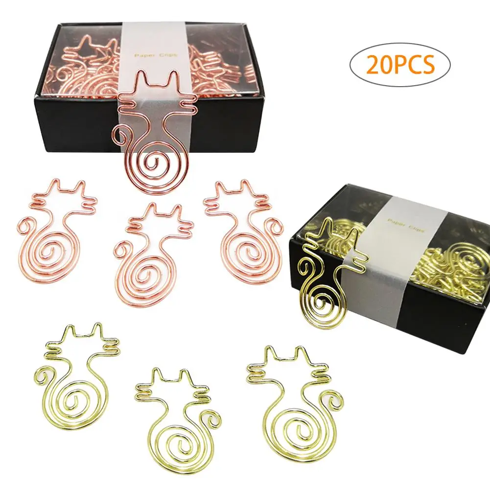 20 шт. Зажимы для бумаги в форме кошки Милые инновационные розовое золото офисный