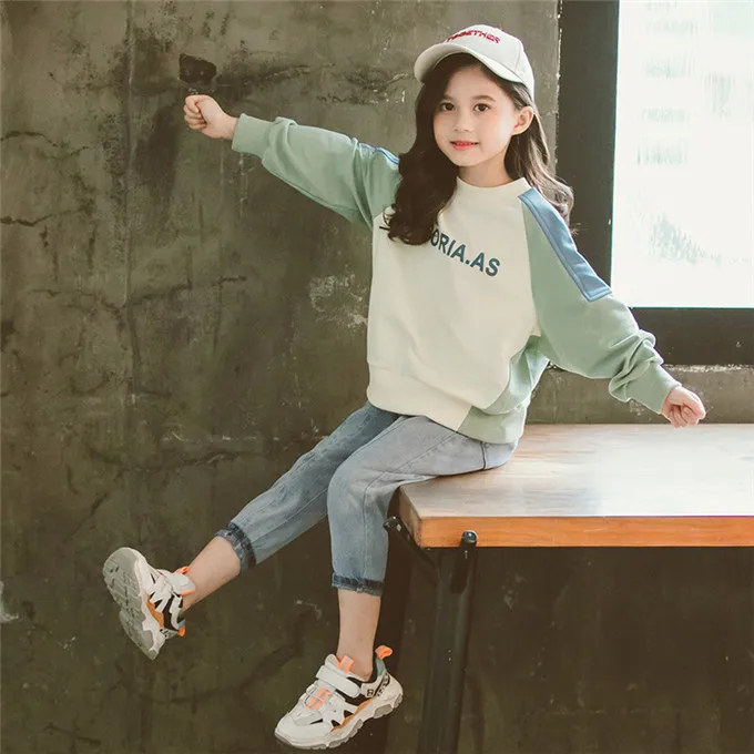 as picture Kid Girl Clothes Hot Sale Boys and Girls Autumn Suit Long-sleeved O-neck Clothes 4-13Y Girl Sport T-shirt and Pants - Цвет: as picture