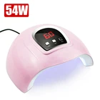 Маникюрная Сушилка для ногтей, 54 Вт, розовая, светодиодная УФ-лампа для ногтей, с ЖК-дисплеем
