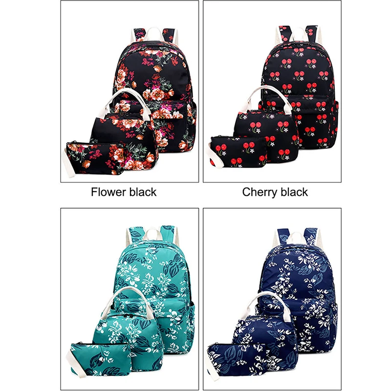 

3 Piece Set Nylon Schoolbags For Teenage Girls Print Floral Women Backpack High Quality School Backpack Female Shoulder Bags