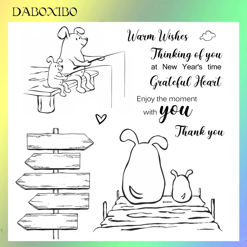 

DABOXIBO Animal Direction Sign Clear Stamps For DIY Scrapbooking/Card Making/Photo Album Silicone Decorative Crafts13X13