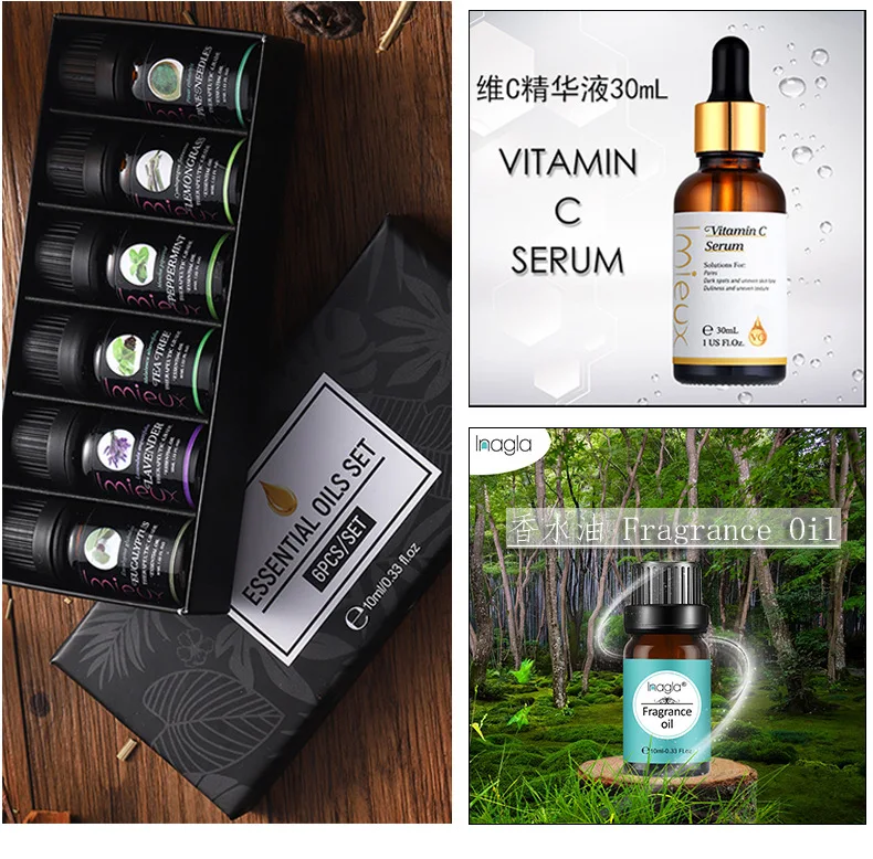 

6Pcs 10ML Aromatherapy Plant Pure Essential Oils for Body Massage Spa Mint Orange Lemon Fennel Women Men Essential Oil Gifts