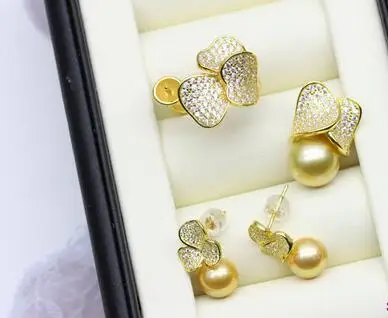 

Серьги и кольцо из серебра 925 пробы с цирконом, 8-9 мм