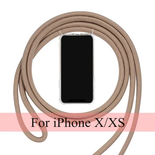 Чехол с шнурком и цепочкой для iphone 7, 8 plus, X, XS, оболочка, Кроссбоди, ожерелье, ремешок, чехол для телефона s, для iphone 7, P, 8, P, 7, 8 plus, X, XS, чехол - Цвет: 04 for iphone X XS