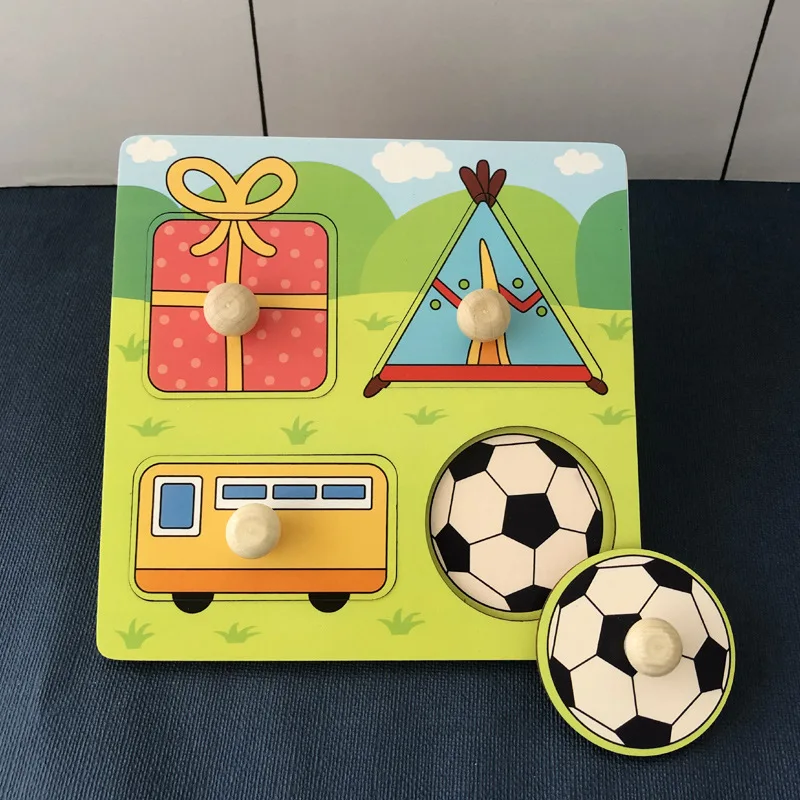 

Kids Hand Grab Board 3D Puzzle Wooden Toys for Children Cartoon Animal Wood Jigsaw Toddler Baby Early Educational Learning Toy