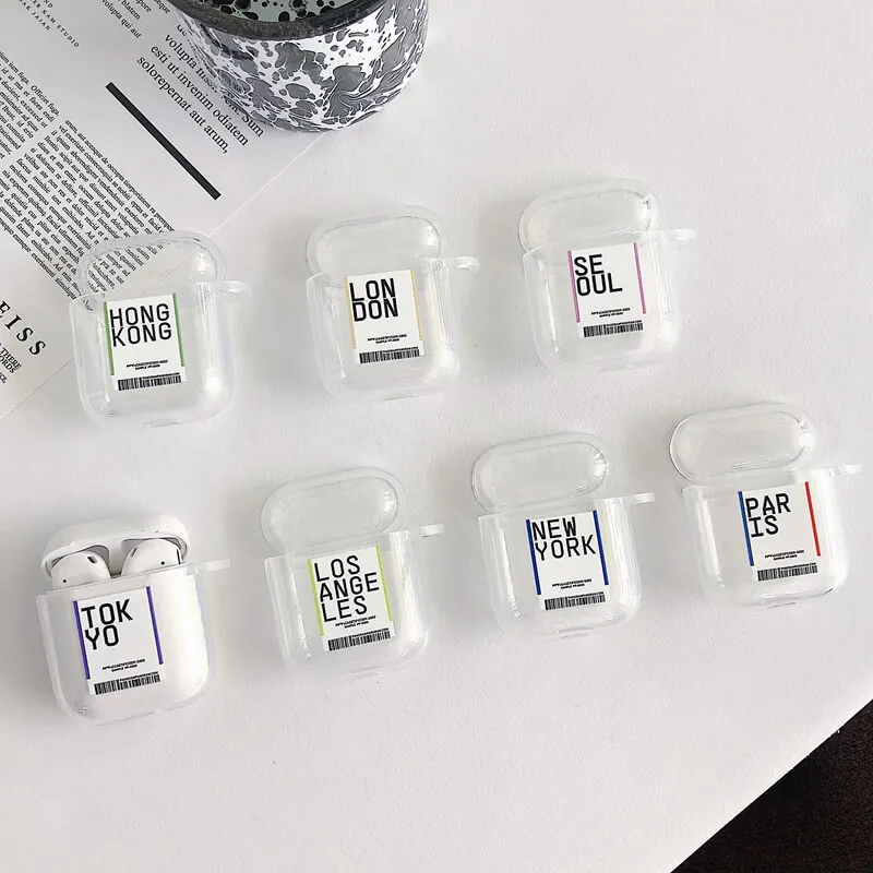 Чехол для наушников в стиле Нью-Йорка с этикеткой штрих-кода airpods мягкий