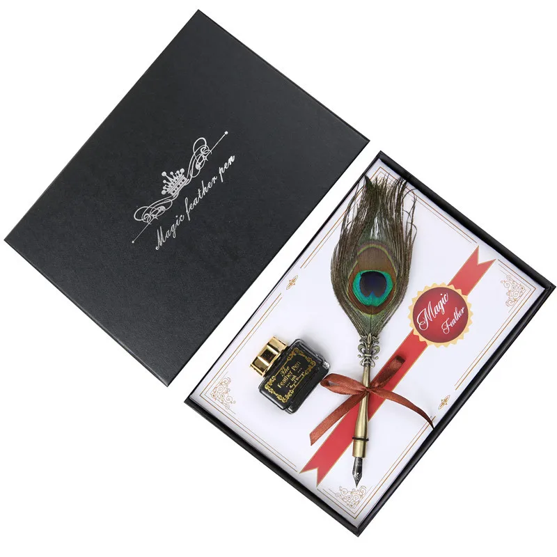 2 шт. перо павлина ручка для подачи персонализированные винтажные ручки свадьбы